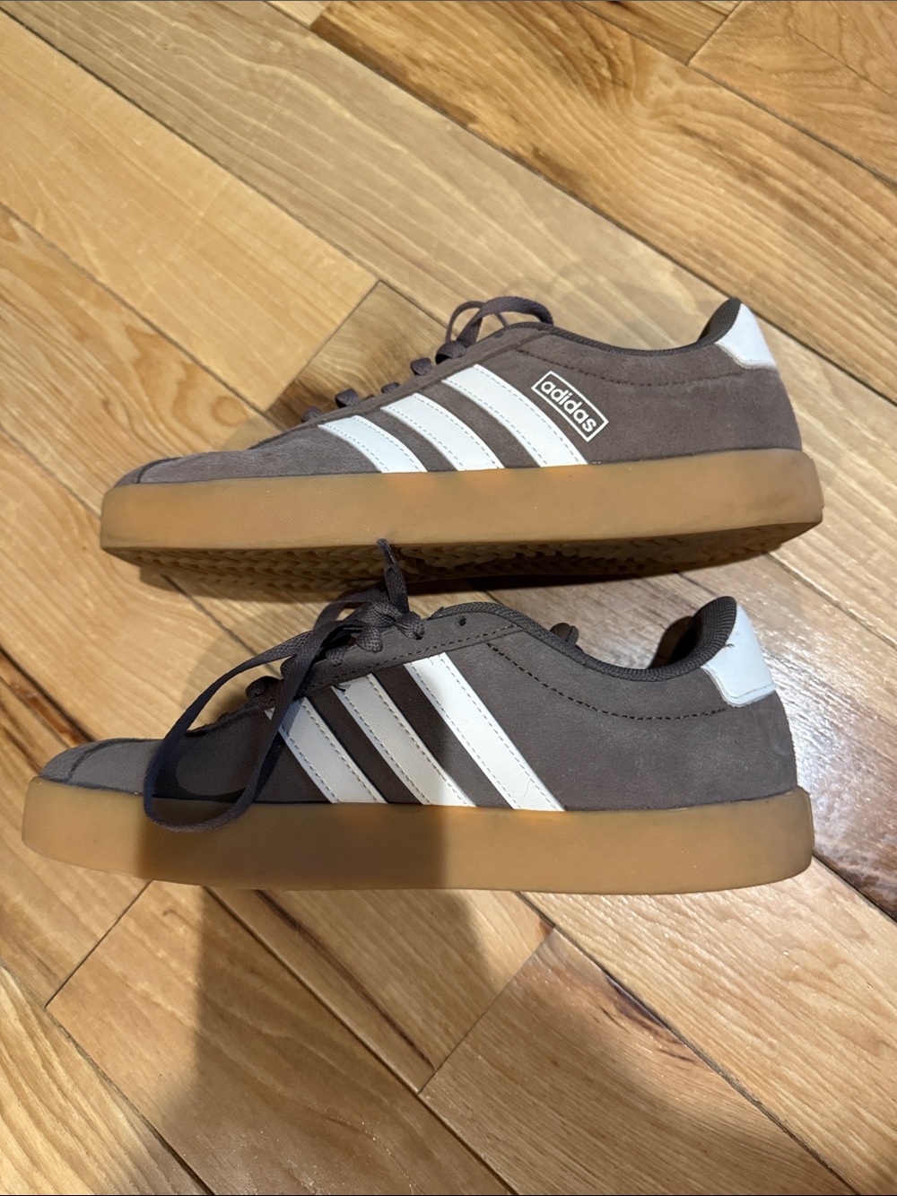 Adidas Gum Sole Sneakers – Brown with White Stripes